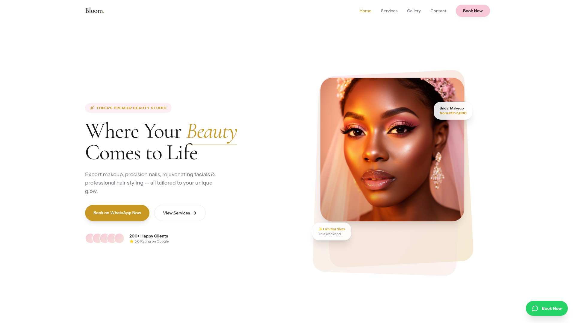 Premier Beauty Studio website preview
